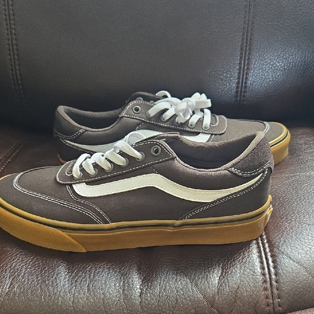 Vans Brown and White Skate Sneakers - Picture 2 of 9